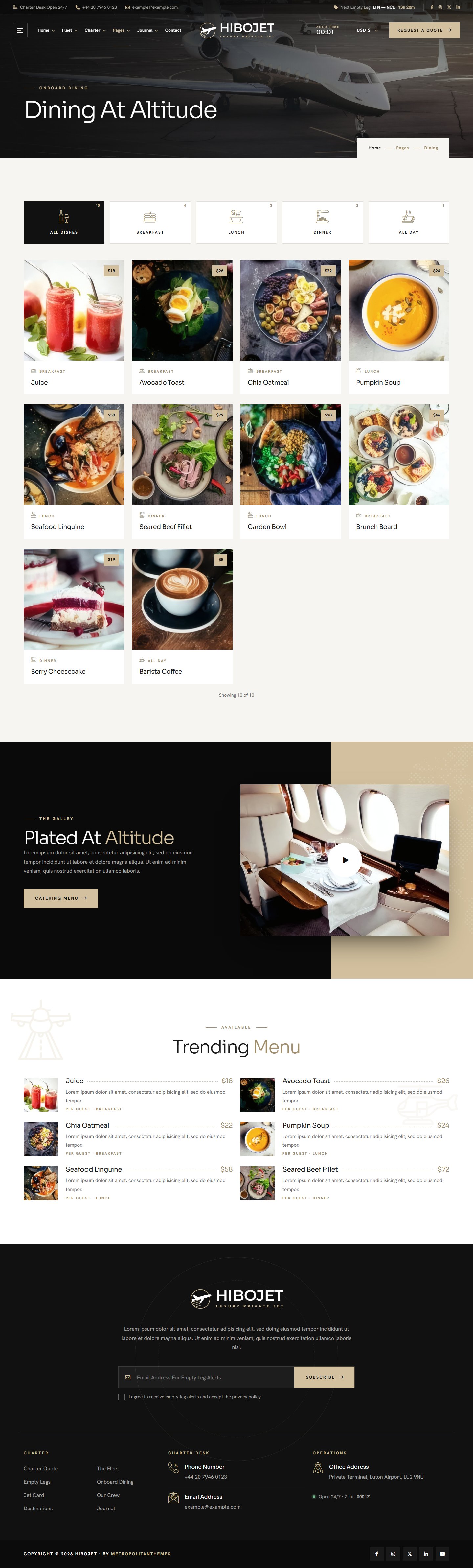 Hibojet - Onboard Dining