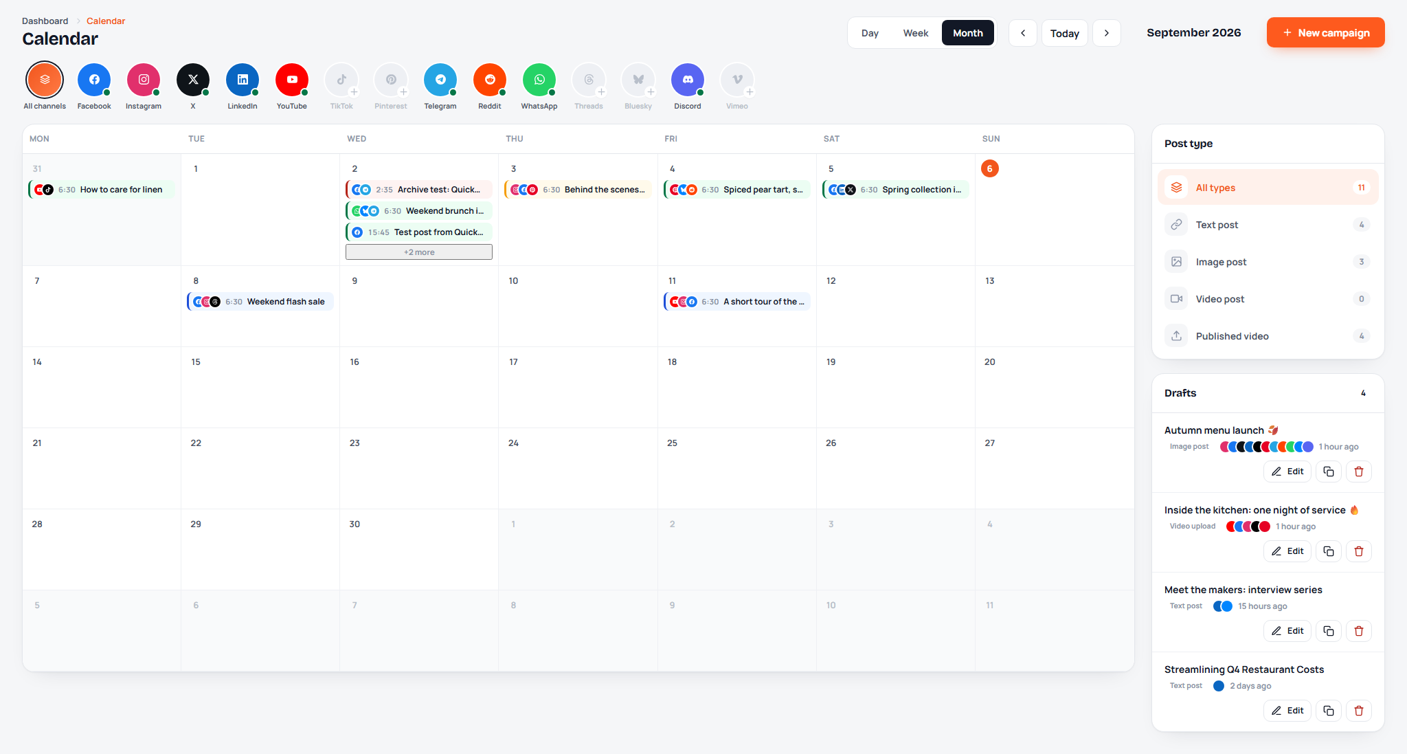 The calendar