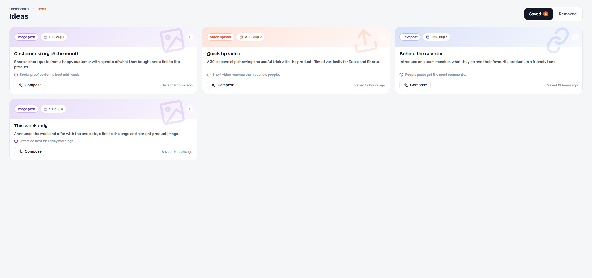Ideas for the week