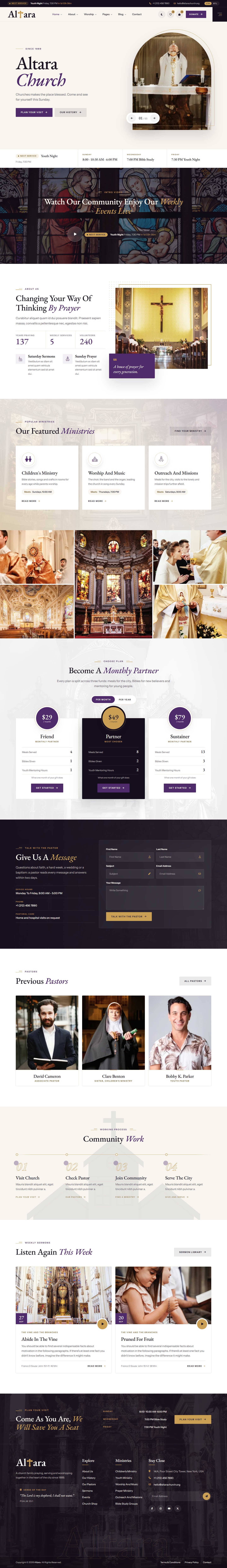 Altara church website template – second home page