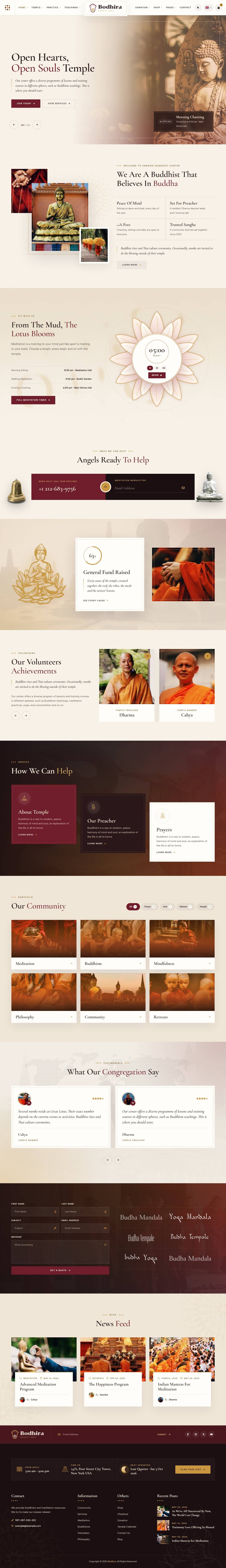 Bodhira Buddhist temple website template – third home page