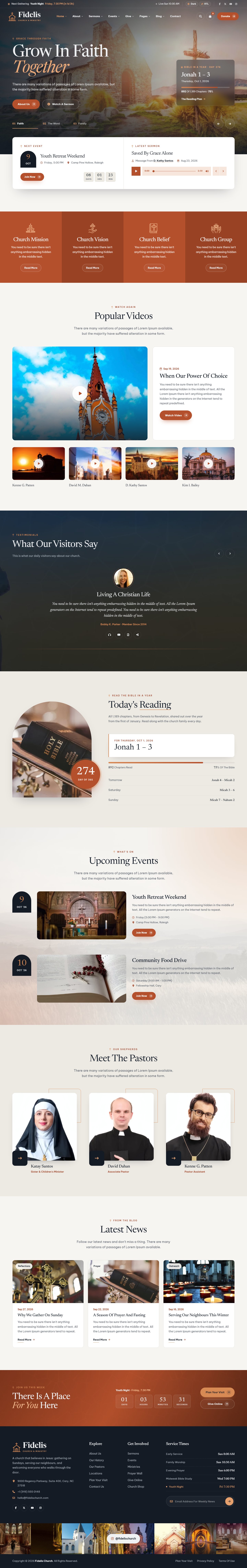 Fidelis church website template – Protestant