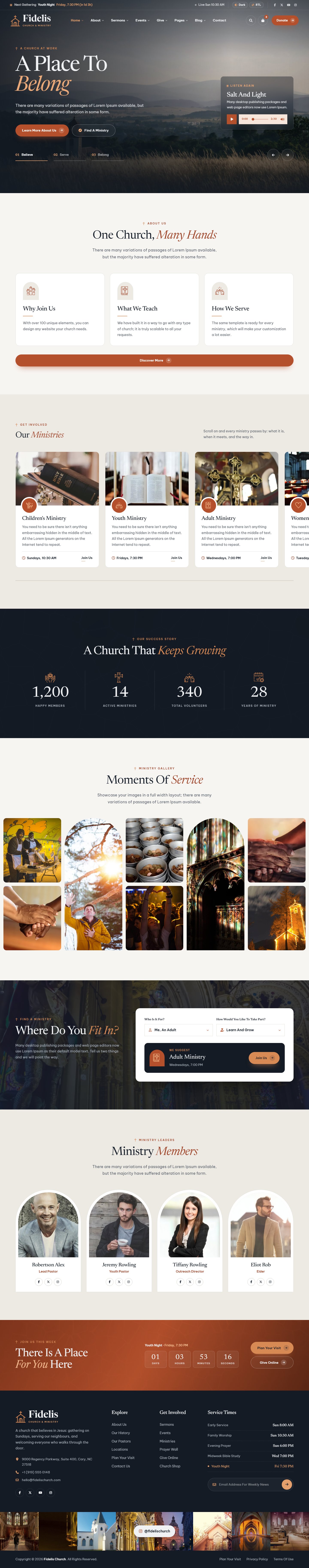 Fidelis church website template – Ministry