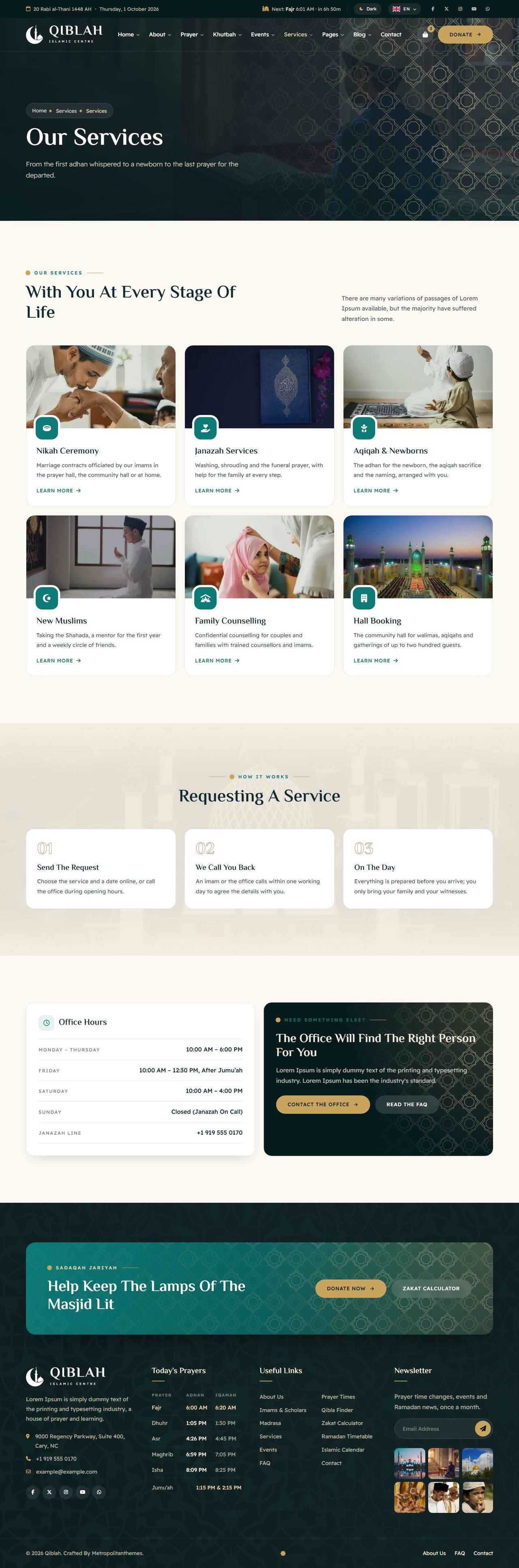 Qiblah mosque website template – Services