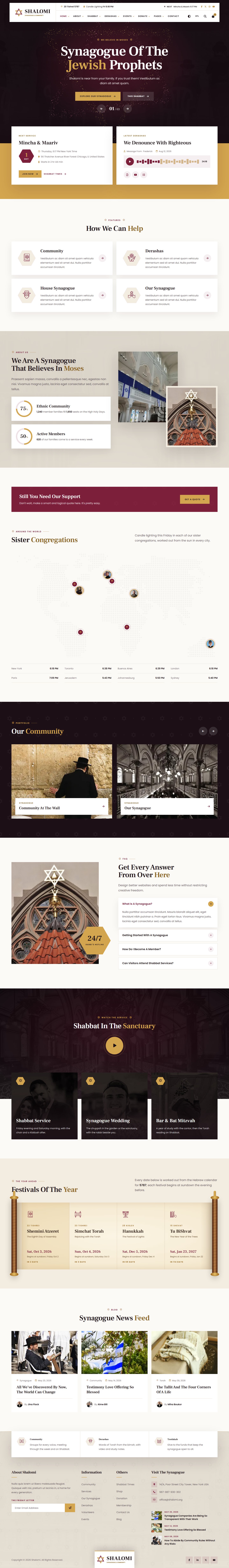 Shalomi synagogue website template – third home page