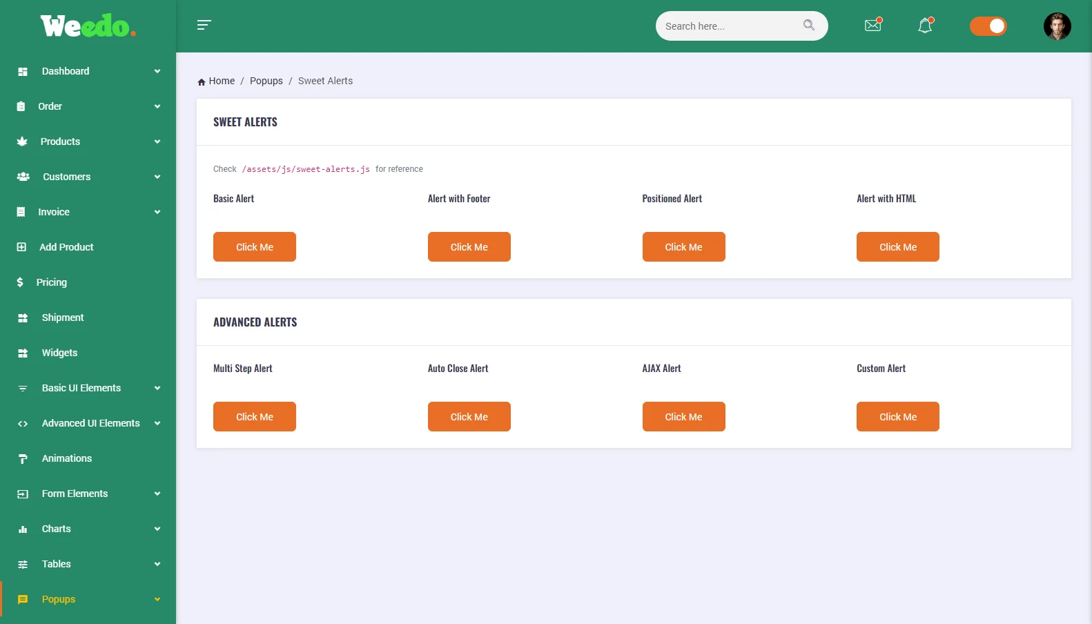 Sweet Alerts preview