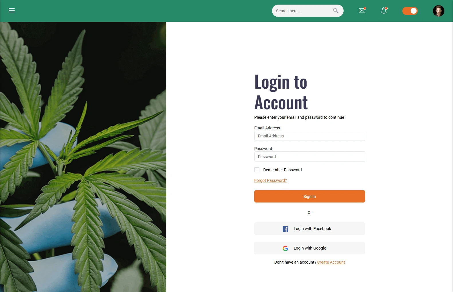 Default Login preview