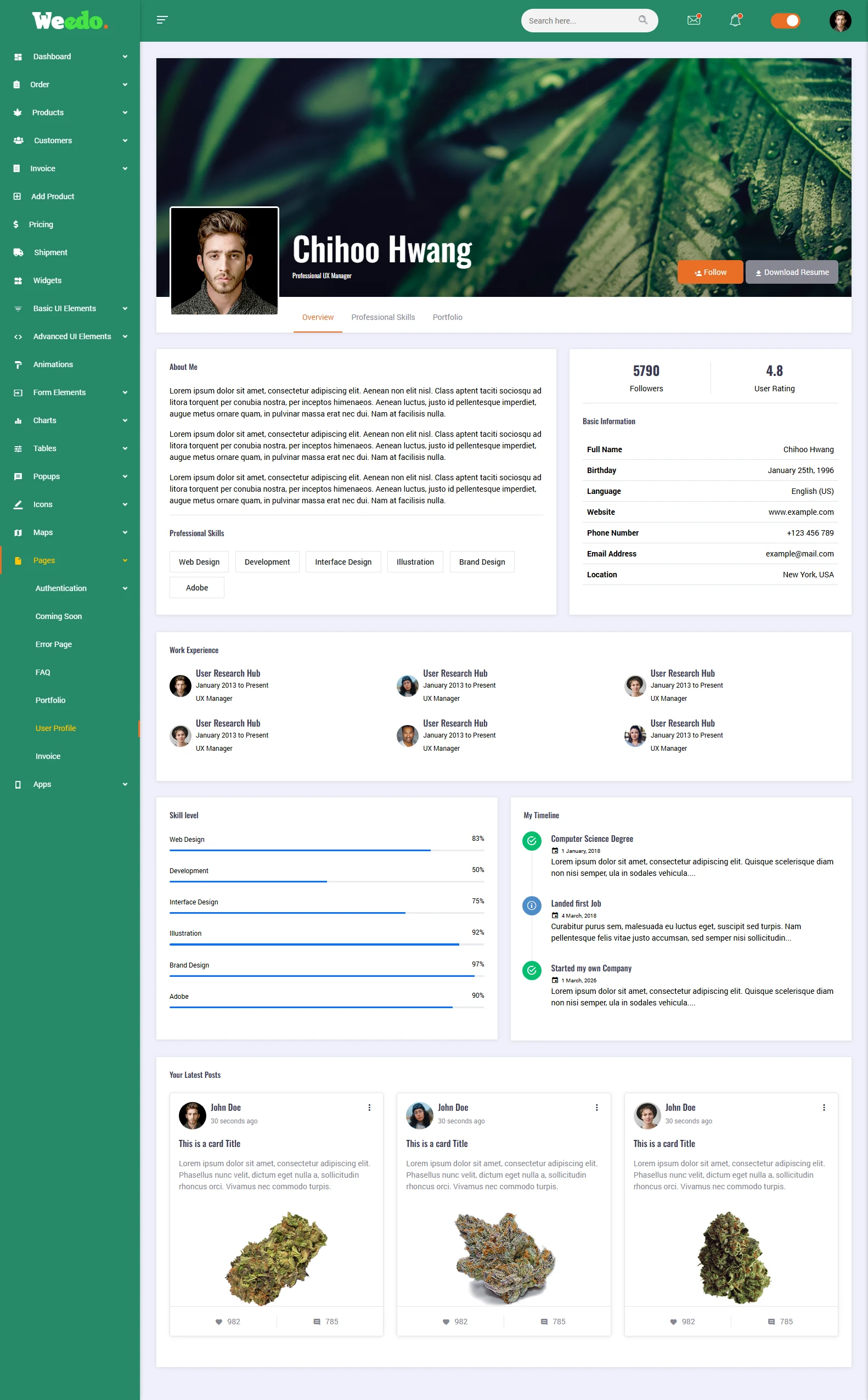 User Profile preview