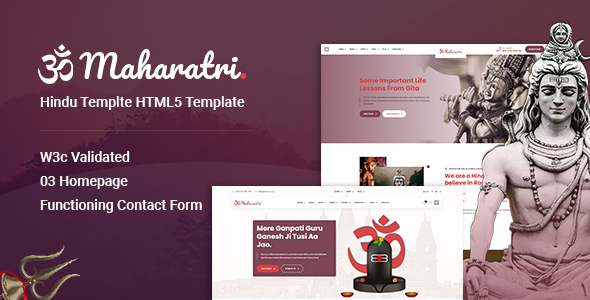 Maharatri Hindu Temple Website Template – full Bootstrap 5 preview