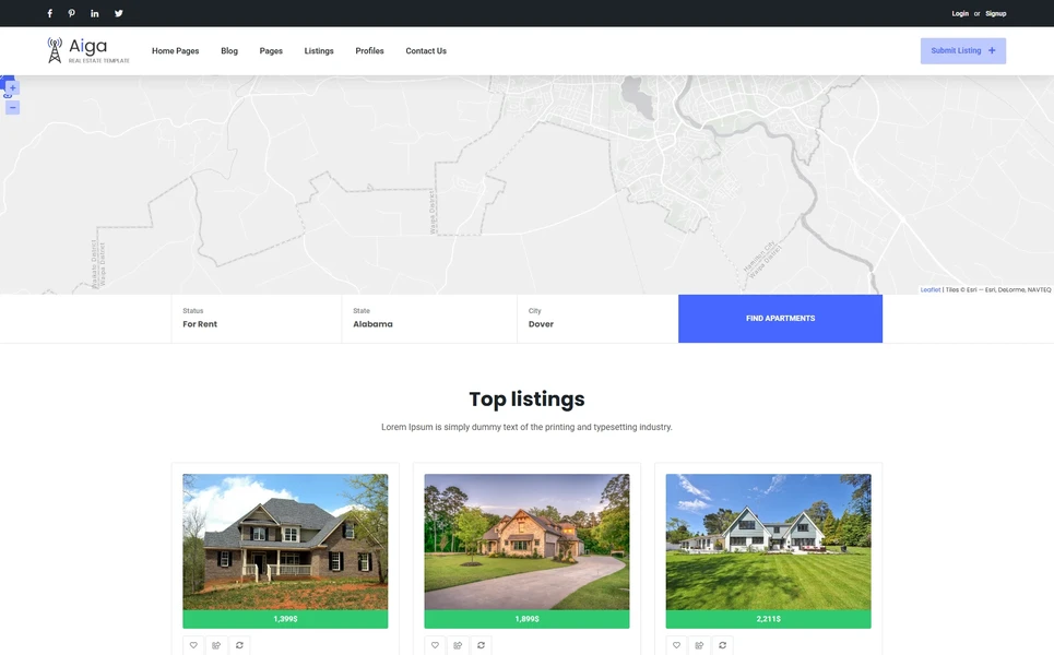 Aiga — Real Estate Vue.js Template