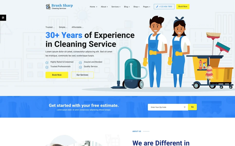 Brush Sharp — Cleaning React JS Template