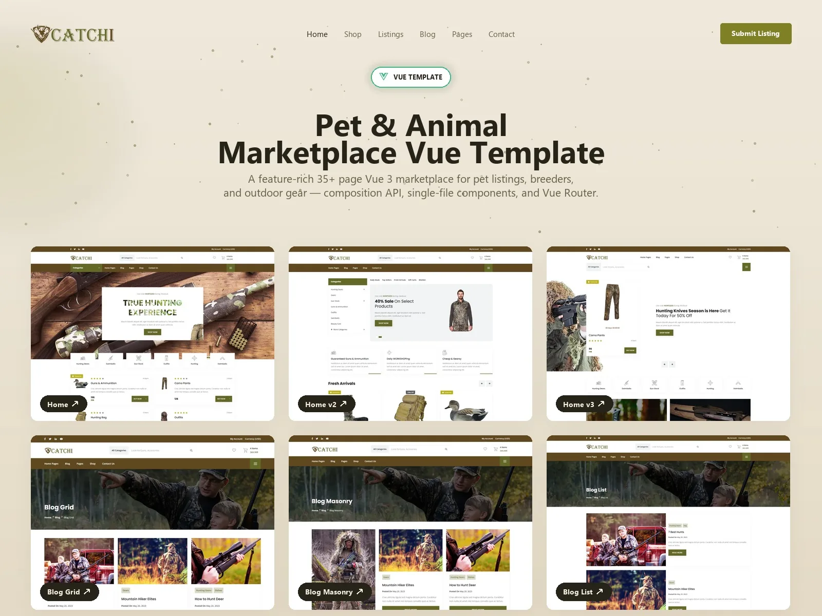 Catchi — Hunting Vue.js Template