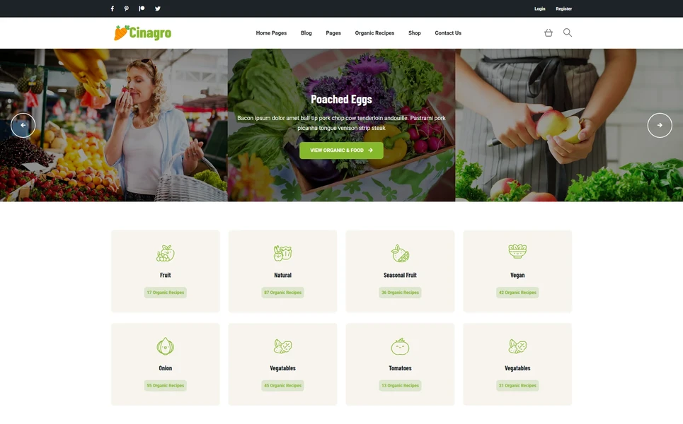 Cinagro — Organic Grocery Vue.js Template