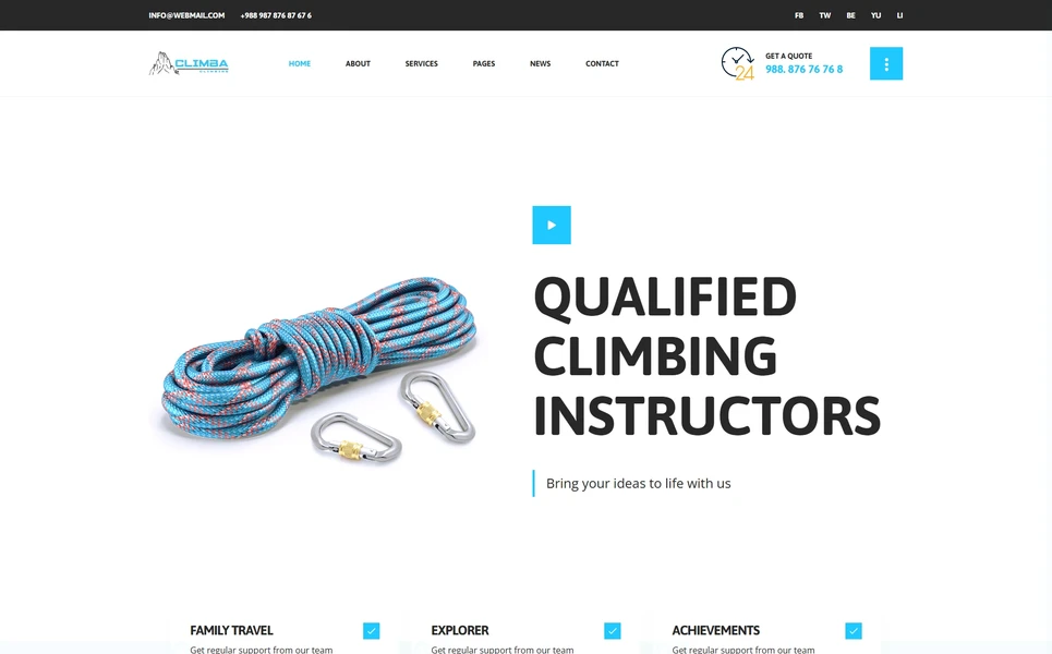Climba — Rock Climbing PHP Website Template