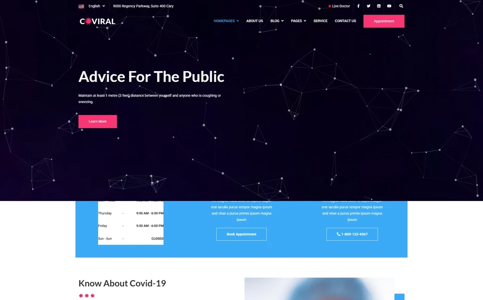 Coviral — Medical React JS Template