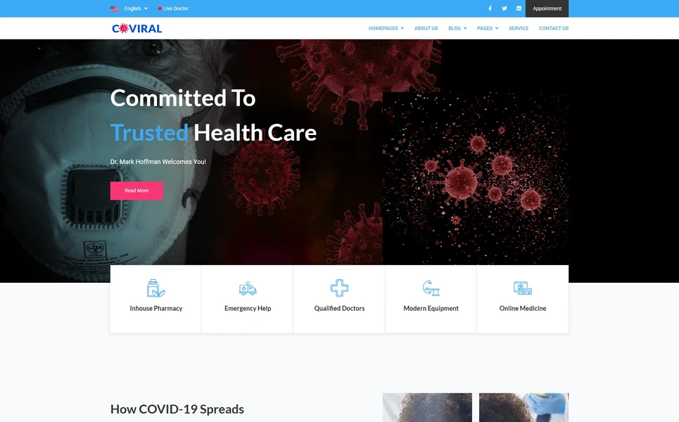 Coviral — Medical Vue.js Template