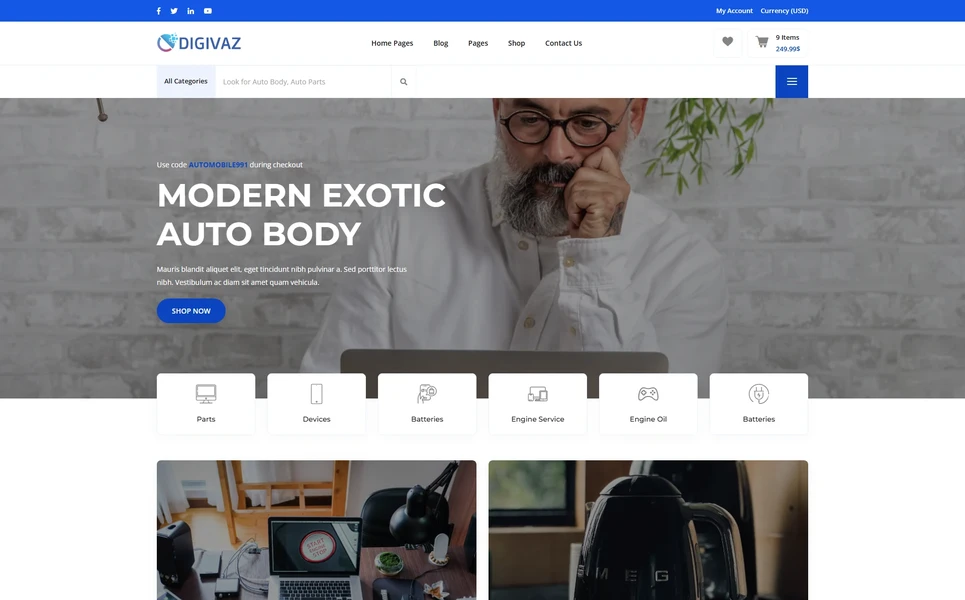 Digivaz — Auto Parts Vue.js Template