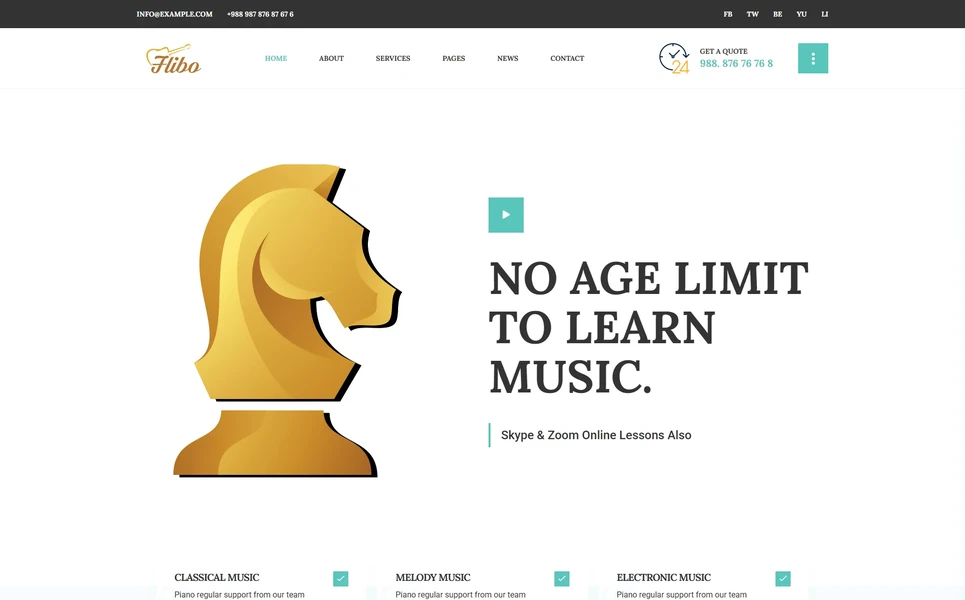 Flibo — Music Lessons React JS Template