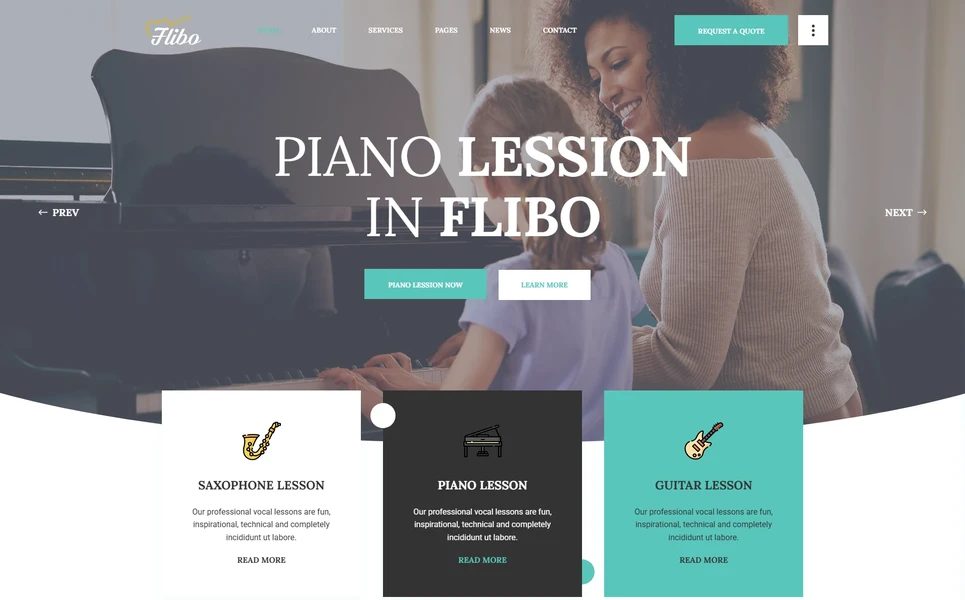 Flibo — Music Lessons Vue.js Template