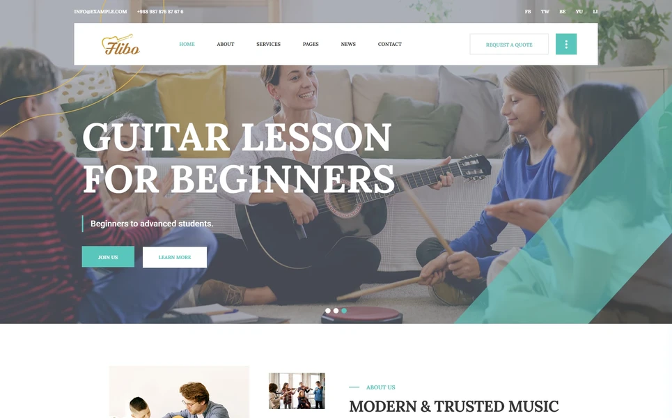 Flibo — Music Lessons WordPress Theme
