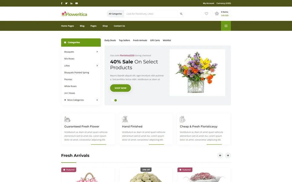 Floristica — Flowers PHP Website Template