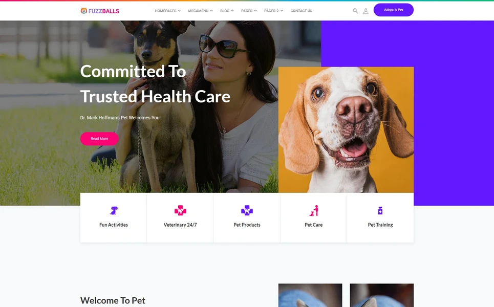 Fuzzballs — Pet Shop WordPress Theme
