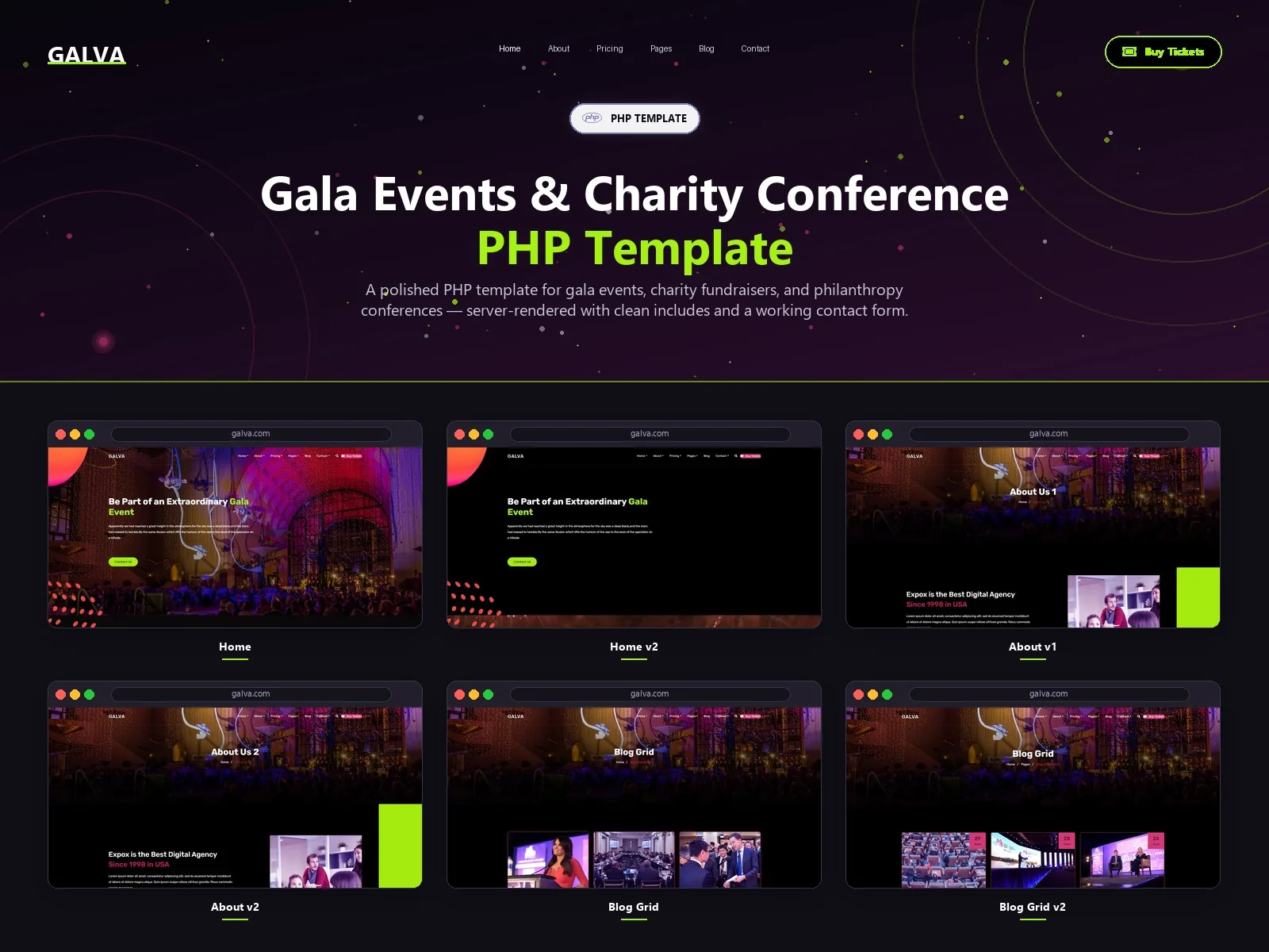 Galva — Events PHP Website Template