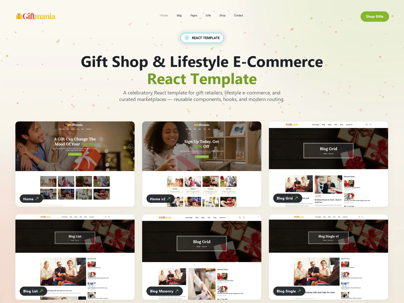 Giftmania — Gifts React JS Template