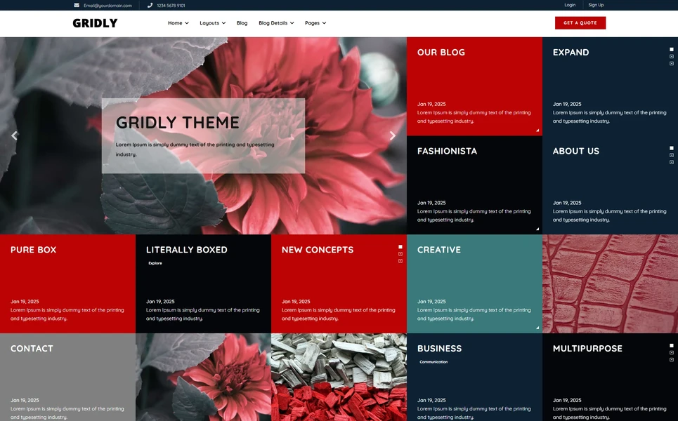 Gridly — Grid Vue.js Template