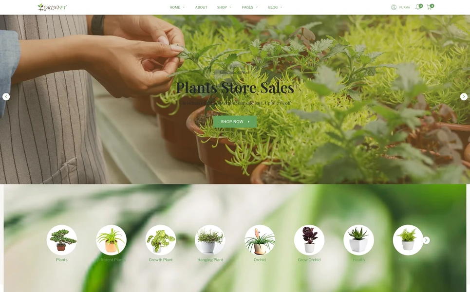 Grinify — Plants Store Vue.js Template