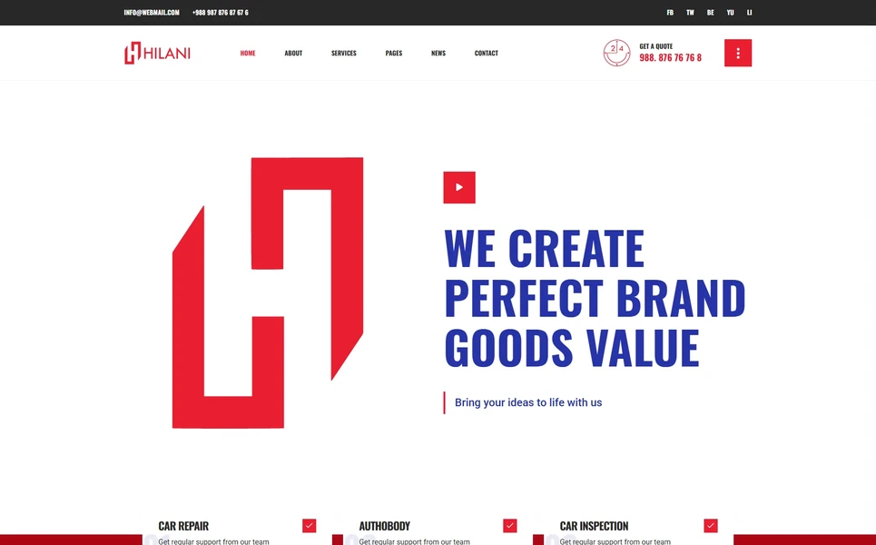 Hilani — Auto Repair React JS Template