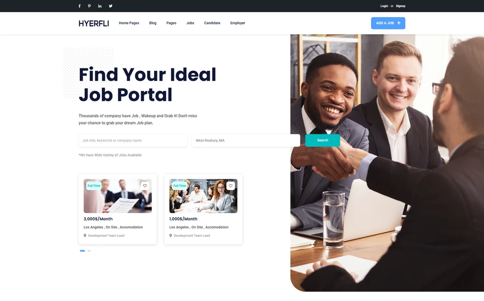 Hyerfli — Job Portal Vue.js Template