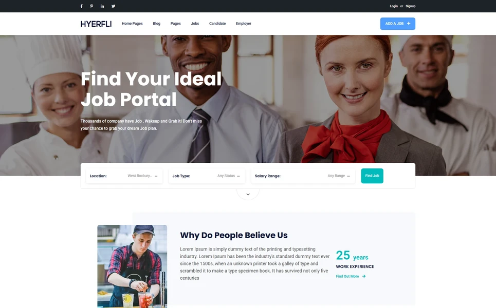 Hyerfli — Job Portal WordPress Theme