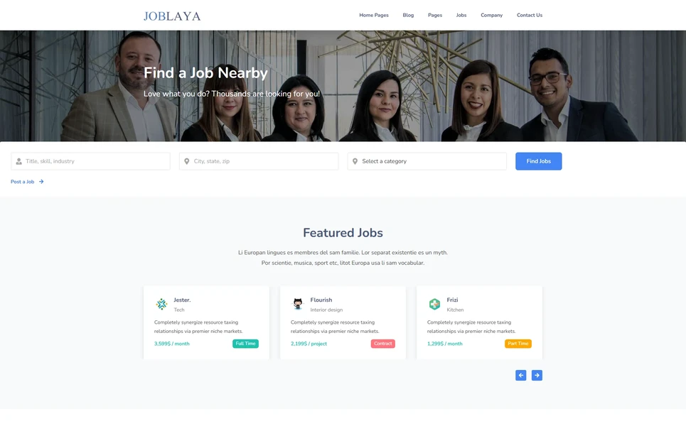 Joblaya — Job Portal React JS Template