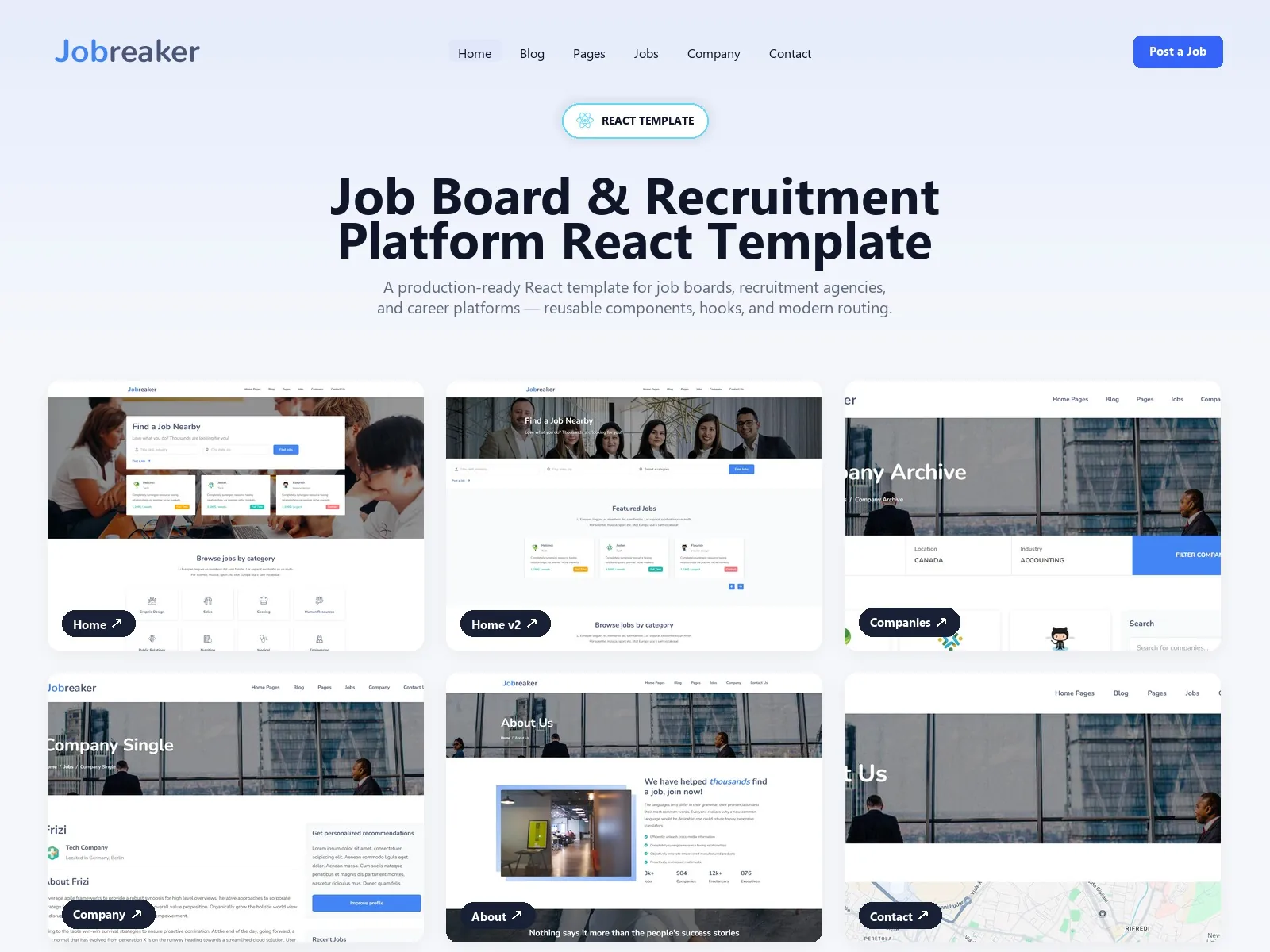 Jobreaker — Job Portal React JS Template