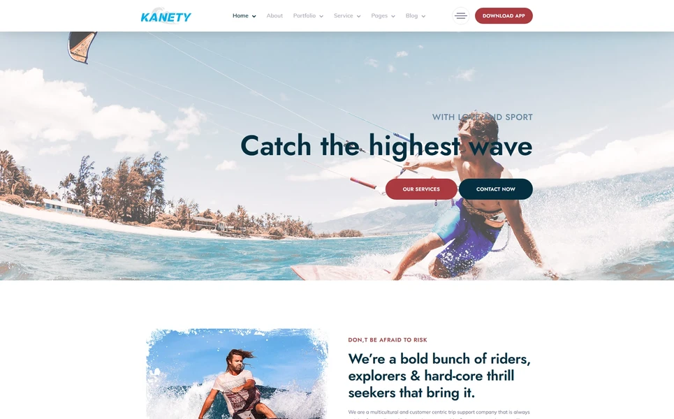 Kanety — Water Sports PHP Website Template