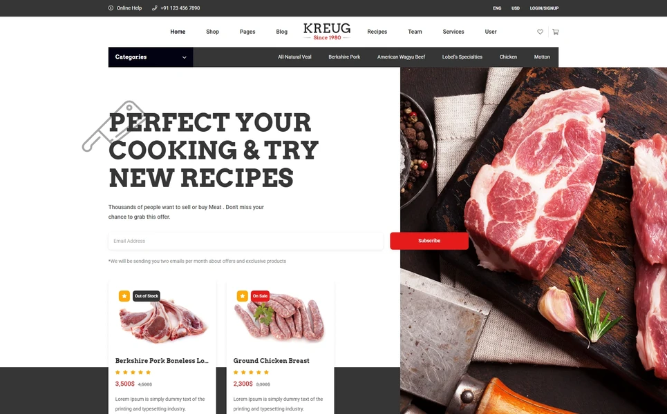 Kreug — Cooking HTML5 Template