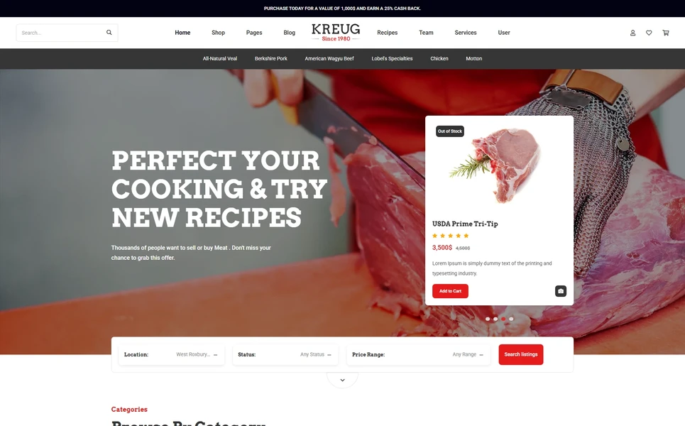 Kreug — Cooking WordPress Theme