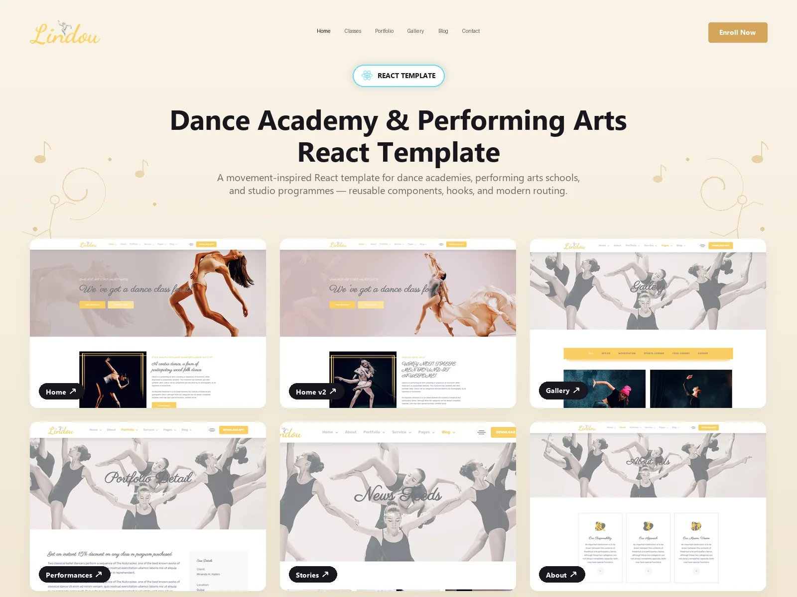 Lindu — Dance Classes React JS Template