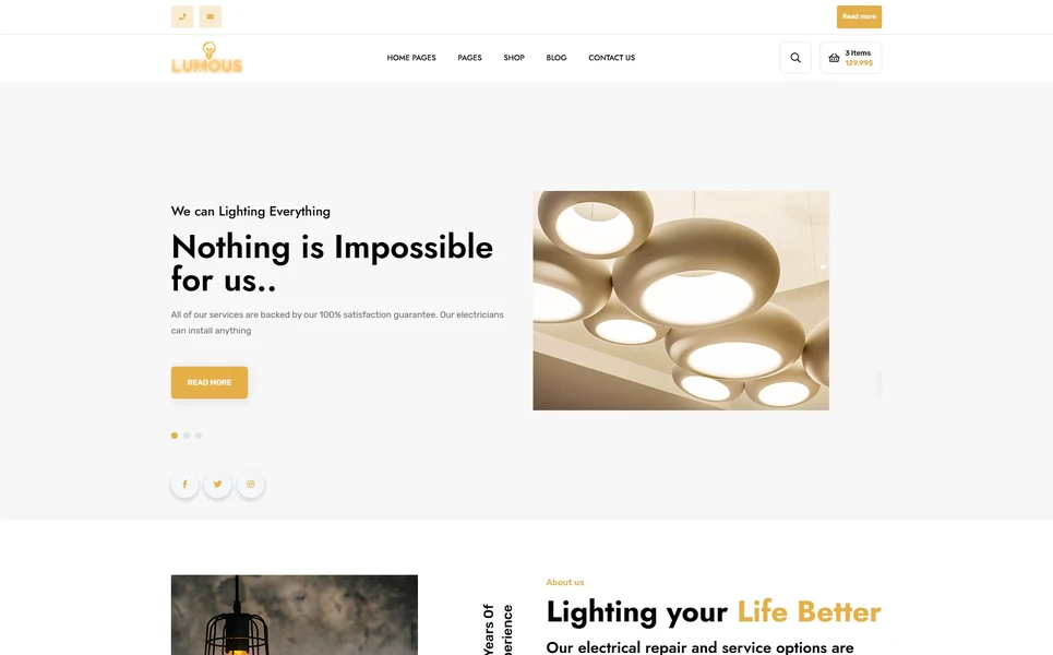 Lumus — Lighting PHP Website Template