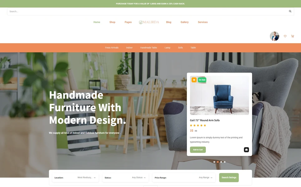 Malirda — Furniture PHP Website Template