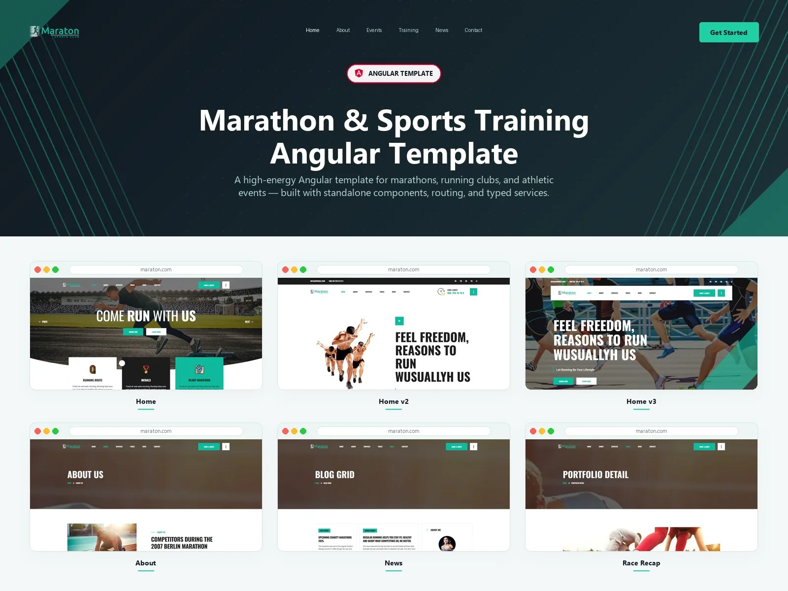 Maraton — Sports Angular Template