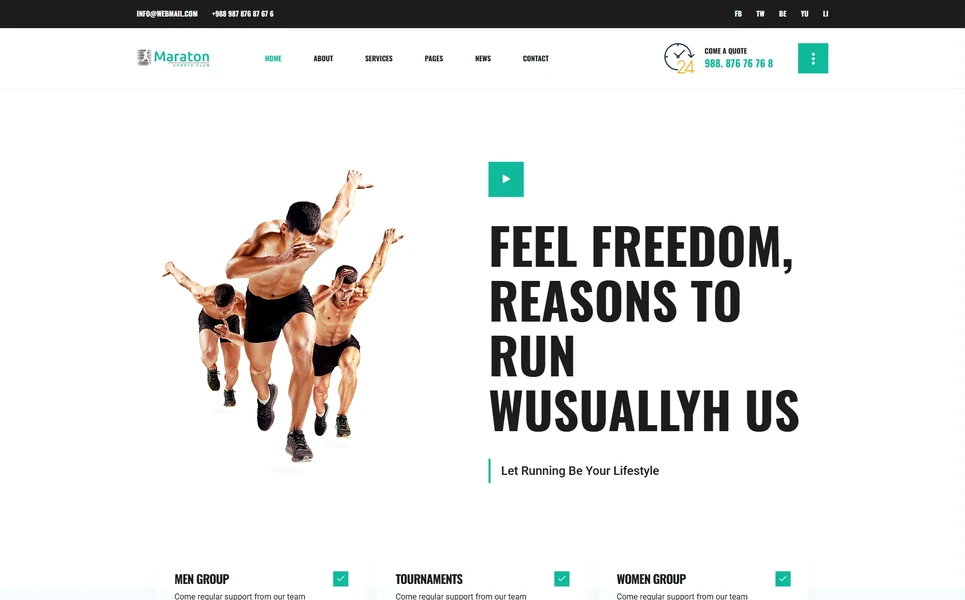 Maraton — Sports React JS Template