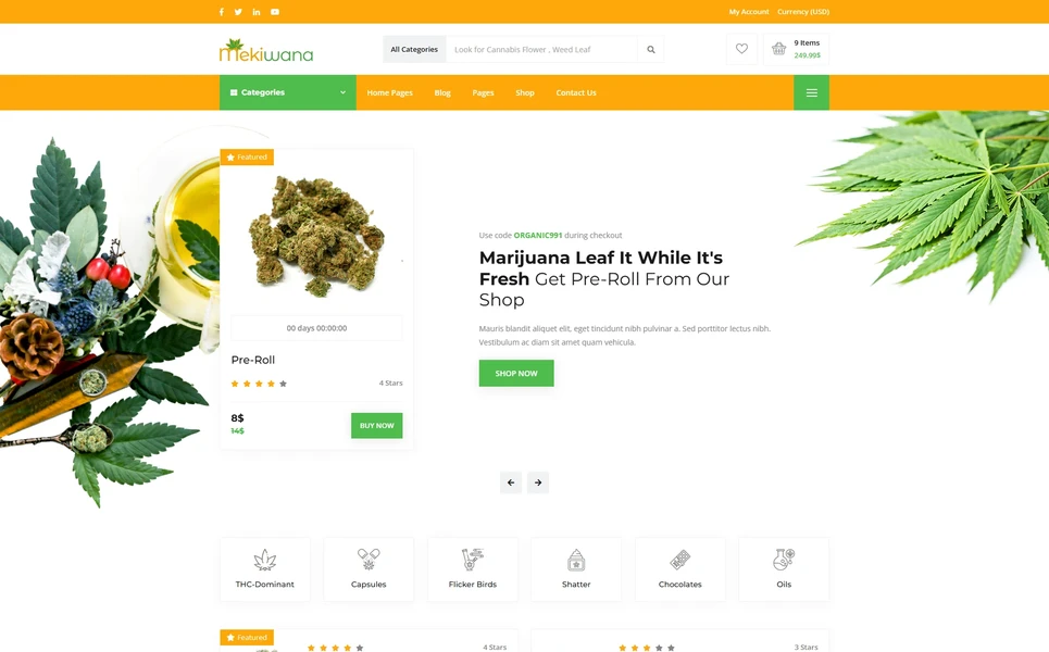 Mekiwana — Cannabis HTML5 Template