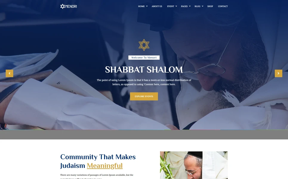 Menori — Religious PHP Website Template