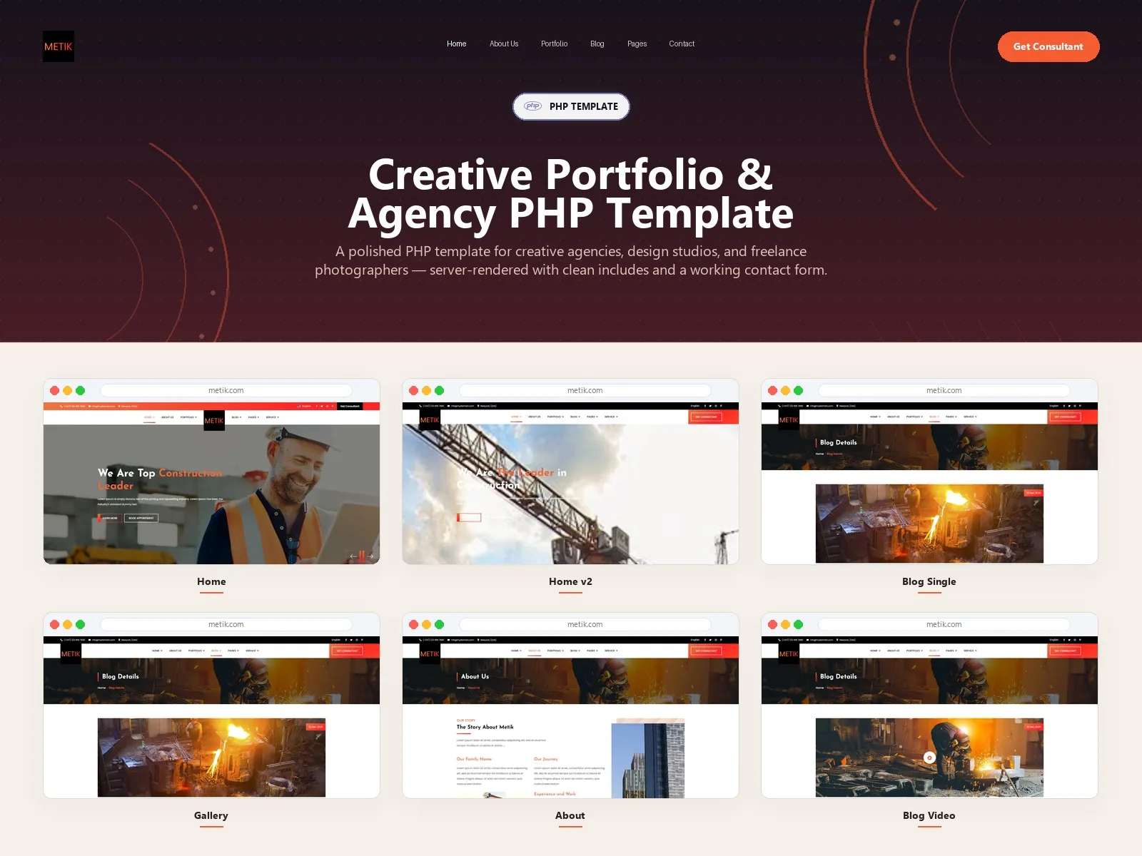 Metik — Construction PHP Website Template