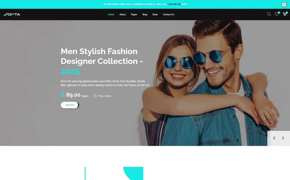 Opta — Eyewear Vue.js Template