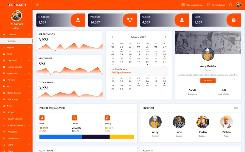 Peekdash — Medical Dashboard Vue.js Template