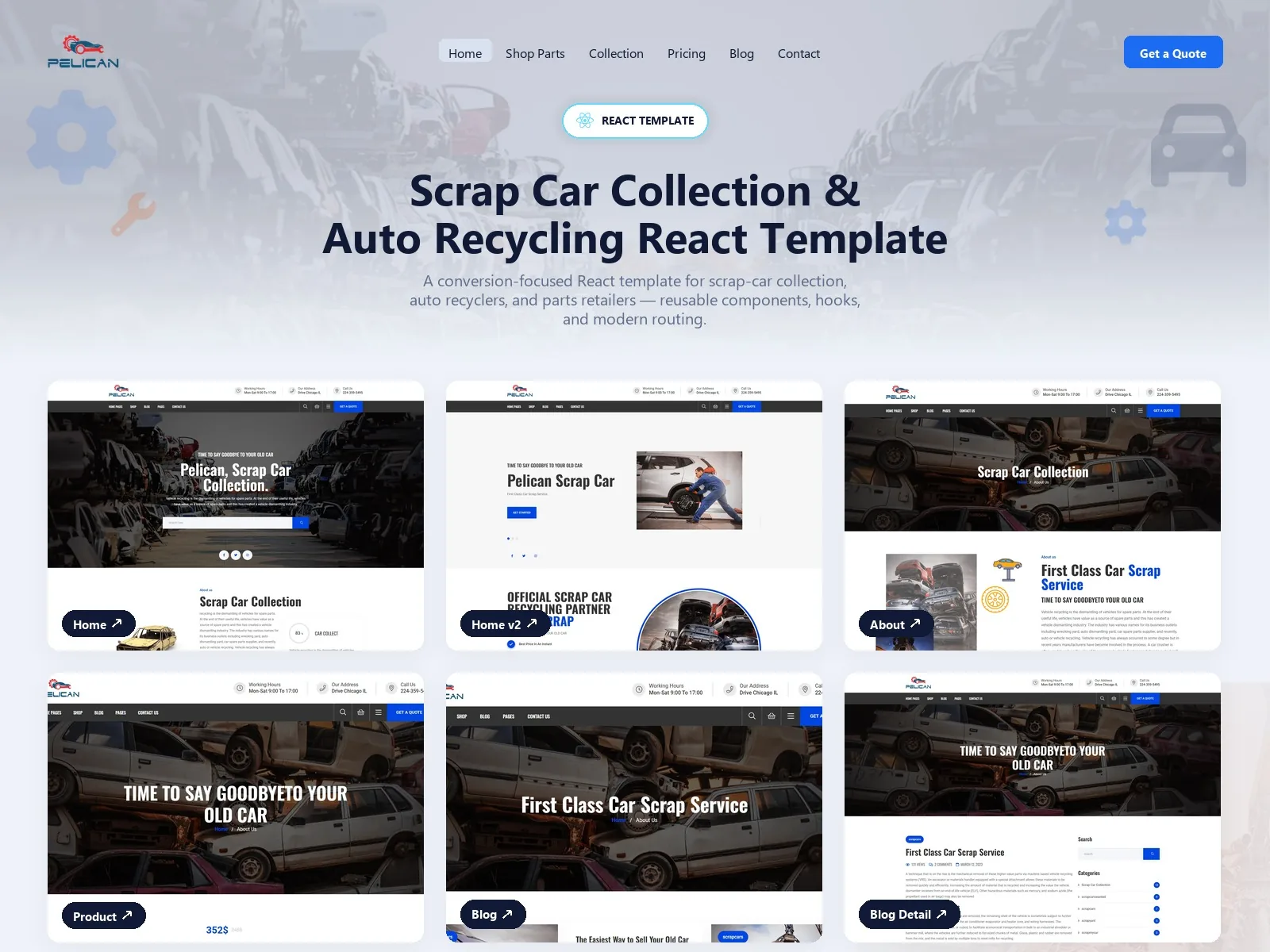 Pelican — Fishing React JS Template