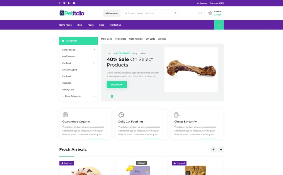 Petitudio — Pet Food React JS Template